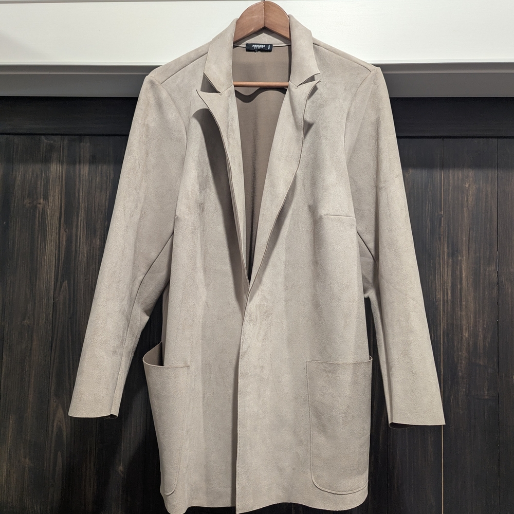 Chic Beige Faux Suede Blazer